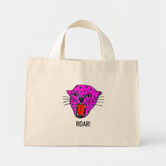 Roaring Panther Tote Bag - Fett Pop Art Style Mini Stoffbeutel