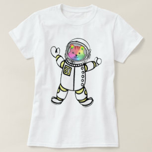 Roaring Rainbow Astro Kitty Cat Astronaut T-Shirt