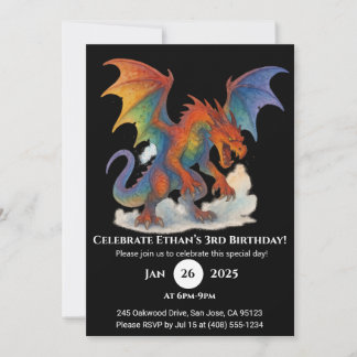 Roaring Rainbow Dragon Birthday Einladung