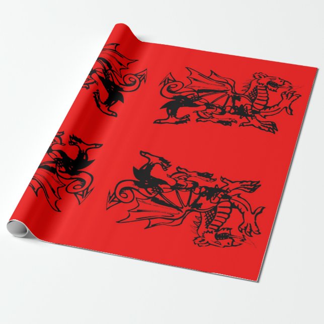 Roaring Red Welsh Drache von Wales. Geschenkpapier (Ungerollt)