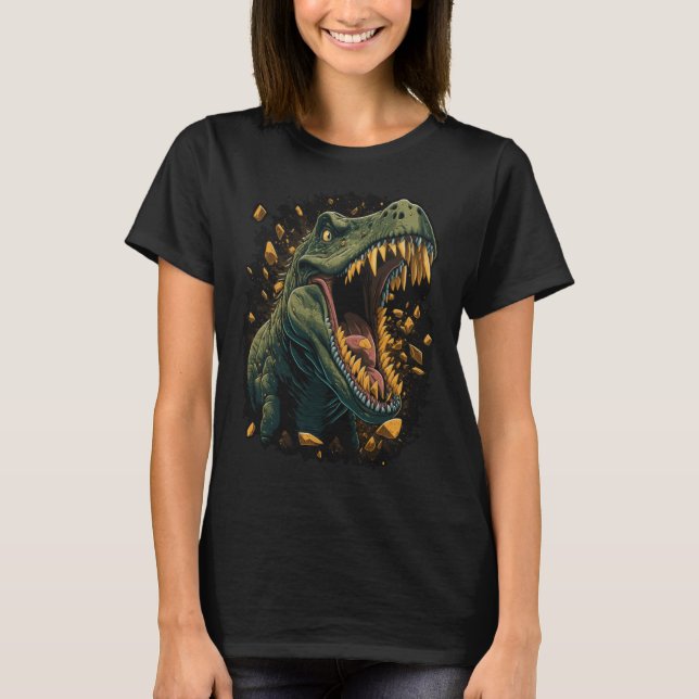 Roaring Rex Tyrannosaurus Rex Dinosaur Head T-Shirt (Vorderseite)