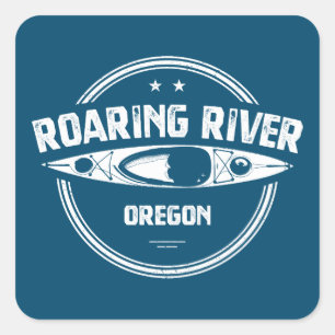 Roaring River Oregon Kayak Quadratischer Aufkleber