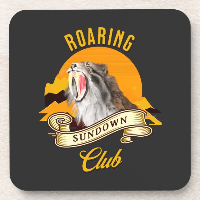 Roaring Sundown Club Saberzahntiger Getränkeuntersetzer (Vorderseite)