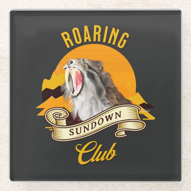 Roaring Sundown Club Saberzahntiger Glasuntersetzer (Vorderseite)