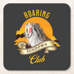 Roaring Sundown Club Saberzahntiger Rechteckiger Pappuntersetzer