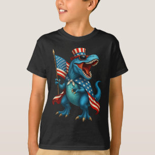 Roaring T Rex Dinosaur 4. Juli American Flag U T-Shirt
