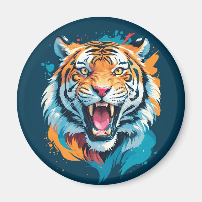 Roaring Tiger Face Magnet (Vorne)