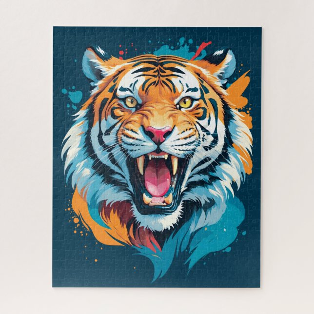 Roaring Tiger Face Puzzle (Vertikal)