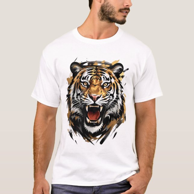 Roaring Tiger Face Vector Illustration T-Shirt