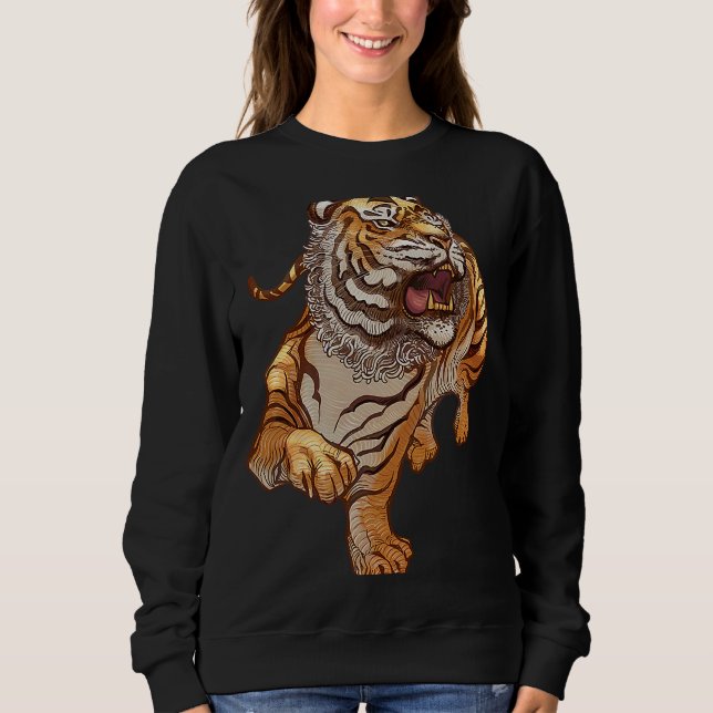 Roaring Tiger Fierce und mächtig Sweatshirt (Vorderseite)