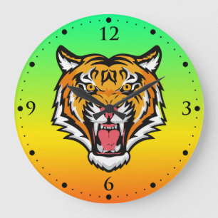 Roaring Tiger Head-25818 Große Wanduhr