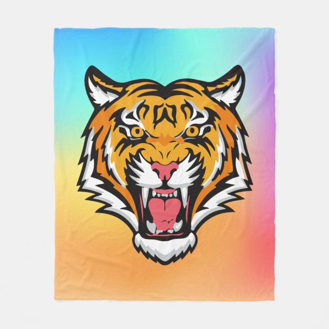 Roaring Tiger Head-25818 Reiseumarmung Fleecedecke (Vorderseite)