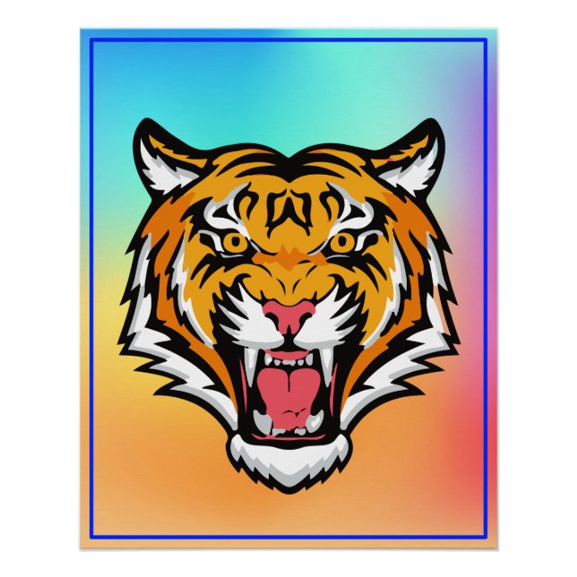 Roaring Tiger Head-25818 Reiseumarmung Poster (Vorderseite)