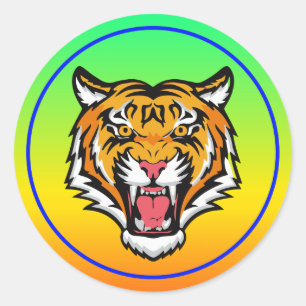 Roaring Tiger Head-25818 Reiseumarmung Runder Aufkleber