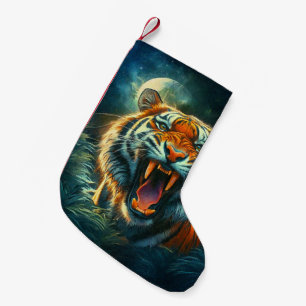 Roaring Tiger Moonlit Dschungel Kleiner Weihnachtsstrumpf