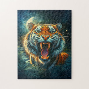 Roaring Tiger Moonlit Dschungel Puzzle