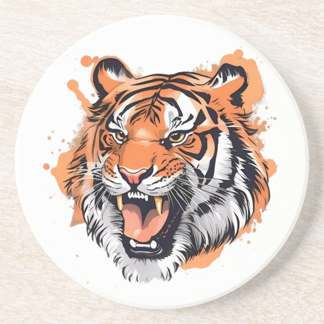 "Roaring Tiger Portrait." Getränkeuntersetzer (Vorne)