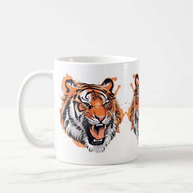 Roaring Tiger Portrait. Kaffeetasse (Links)