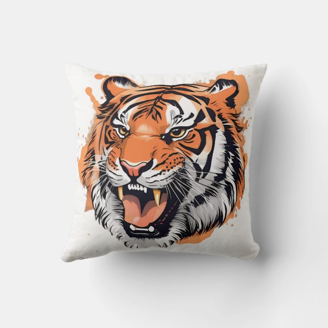 "Roaring Tiger Portrait." Kissen (Rückseite)