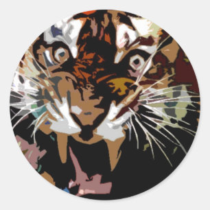 Roaring Tiger Runder Aufkleber