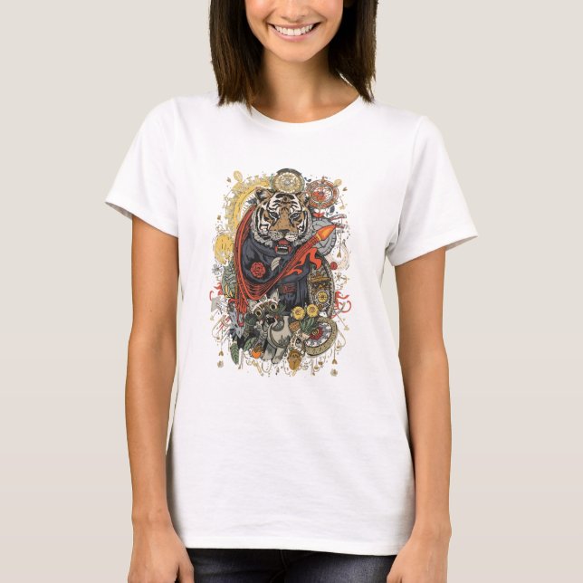 Roaring Tiger T-Shirt | Wild Strength Animal Art (Vorderseite)