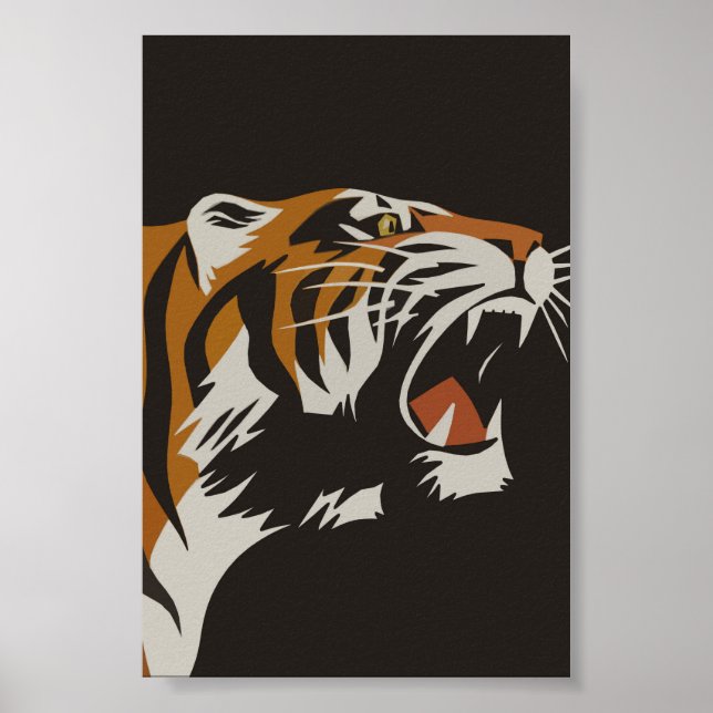 Roaring Tiger Vintag Animal Poster (Vorne)