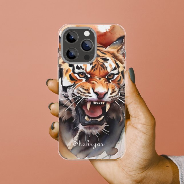 Roaring Tiger Watercolor Personalisieren Dschungel Case-Mate iPhone Hülle (Von Creator hochgeladen)