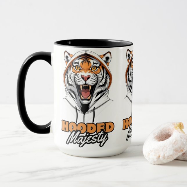 Roaring-Trend | Tiger in einer Hoodie Tasse (Mit Donut)