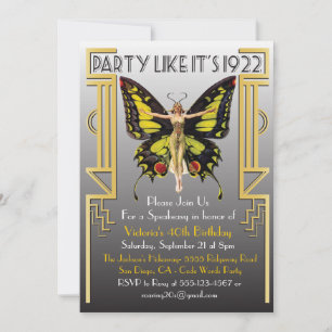 Roaring Twenties Art Deco Flapper Party Einladung