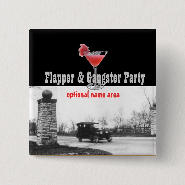 Roaring Twenties Flapper und Gangster Button (Vorderseite)