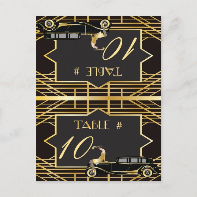 Roaring Twenties Gatsby Style Platzkarte Postkarte (Vorderseite)