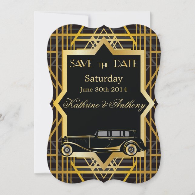 Roaring Twenties Gatsby Style Save the Date (Vorderseite)