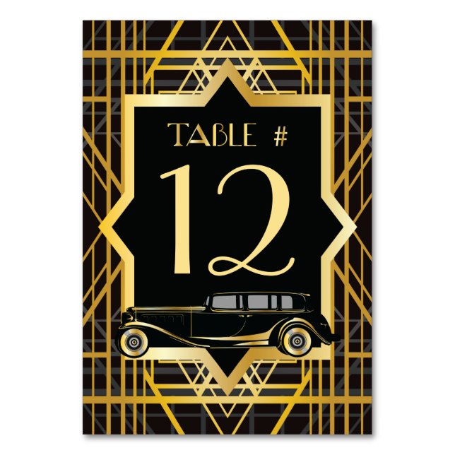 Roaring Twenties Gatsby Style Tischnummer (Rückseite)