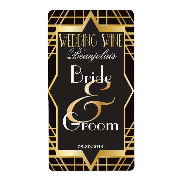 Roaring Twenties Gatsby Style Wedding Wine Label (Vorne)