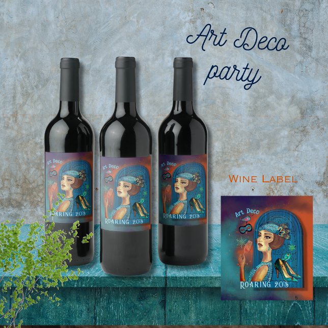Roaring Twenties Revival Art Deco Weinetikett (Roaring Twenties Revival Art Deco Wine Label)