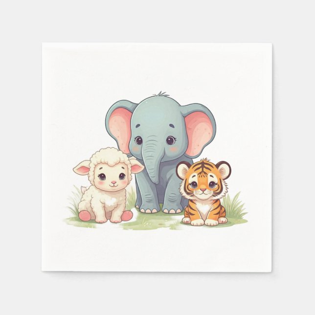 Roaring Zoo Birthday Serviette (Vorderseite)
