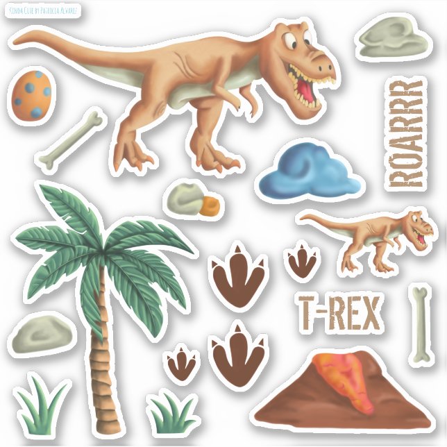 Roarrr Dinosaur T-Rex Thema "Tierische Prints" Aufkleber (Vorderseite)