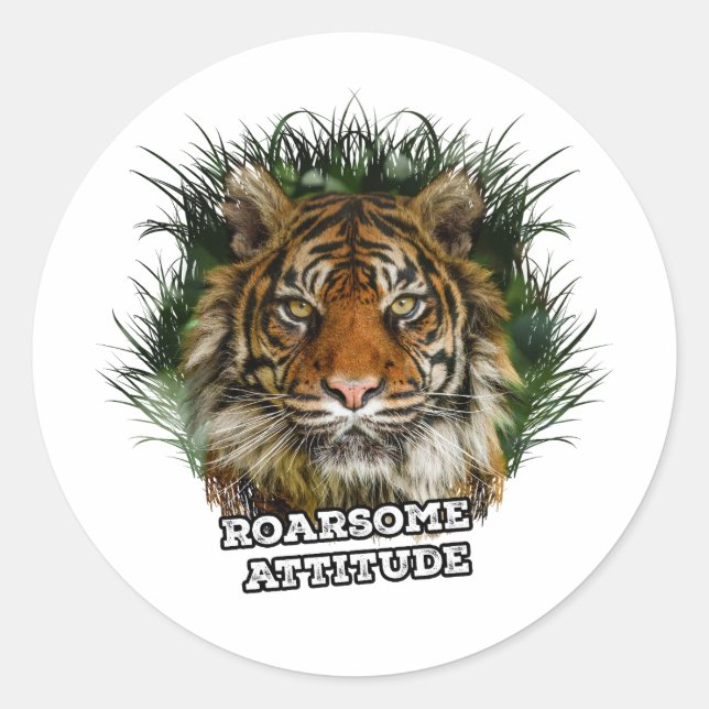 Roarsome Attitude Runder Aufkleber (Vorderseite)