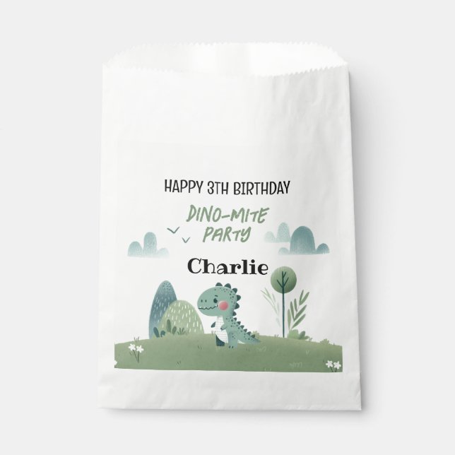 Roarsome Dino Birthday  Geschenktütchen (Vorderseite)