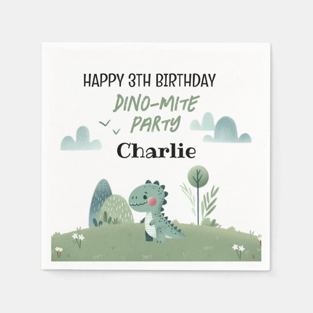 Roarsome Dino Birthday  Serviette (Vorderseite)