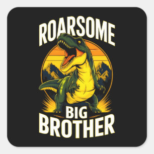 Roarsome Dinosaur Big Brother Quadratischer Aufkleber