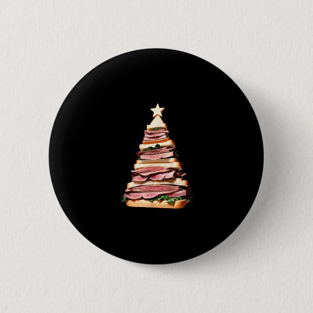 Roast Beef Sandwich Weihnachtsbaum Button (Vorderseite)