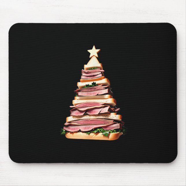 Roast Beef Sandwich Weihnachtsbaum Mousepad (Vorne)