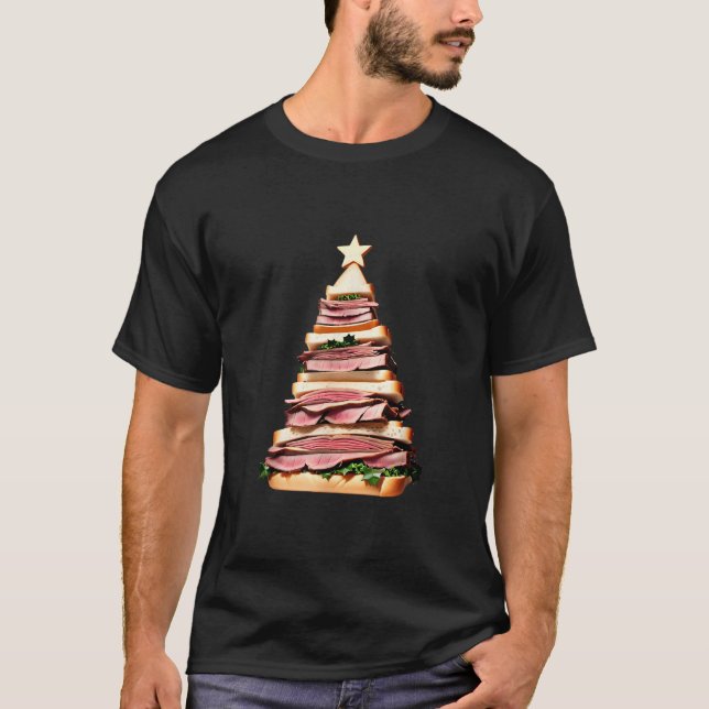 Roast Beef Sandwich Weihnachtsbaum T-Shirt (Vorderseite)