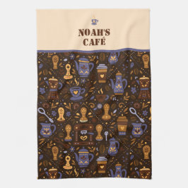 Roastery botanicals & tools — cocoa, caramel geschirrtuch