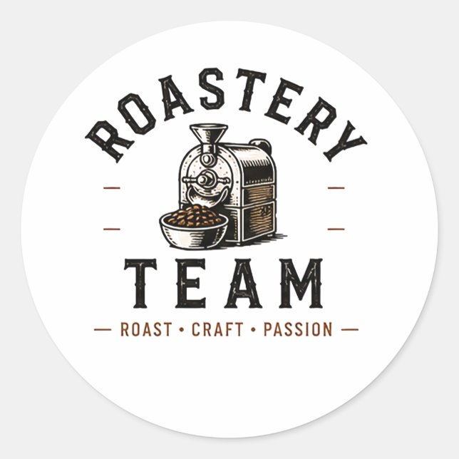 ☕ Roastery-Team-Kaffeeröstermitarbeiter-Logo ☕ Runder Aufkleber (Vorderseite)