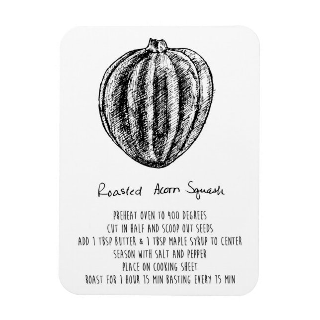 Roastes Acorn Squash Recipe Magnet (Vertikal)