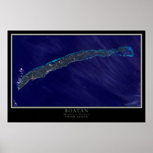 Roatán Bay Islands Honduras Satellite Poster Karte (Vorne)