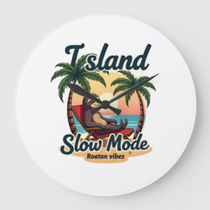 Roatan Faultier Vintage-Island-Entspannungsgrafik Große Wanduhr