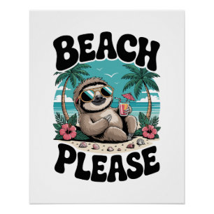 Roatan Honduras Faultier Sommer Poster